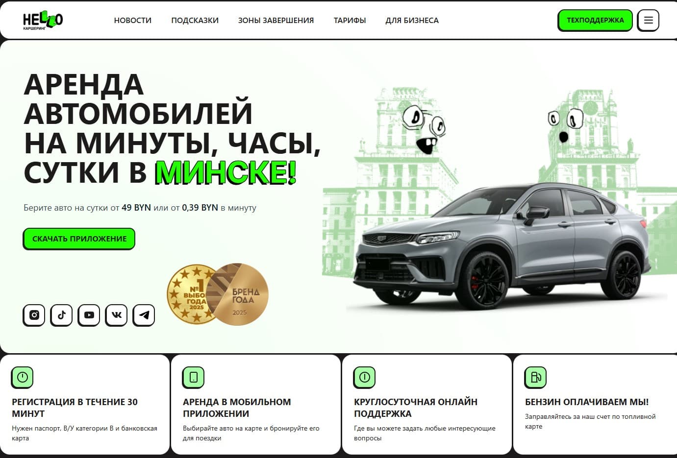 Техническое развитие и оптимизация сайта каршеринга